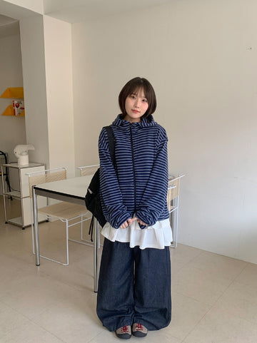 Todaki Raw Pintuck Wide Denim Pants